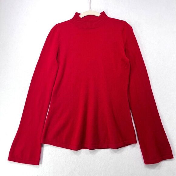 Rebecca Minkoff Sweater Women Medium Red 100% Cashmere Retro 70s Mob Wife Flare - Picture 1 of 11